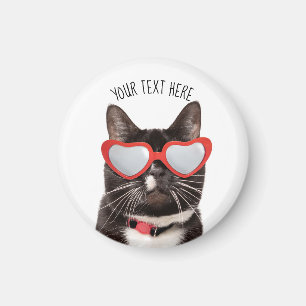 Imã Gato Bonito em Óculos Cardíacos