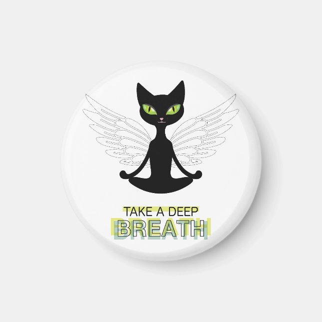 Imã Gato Bonito Fazendo Ioga (Frente)