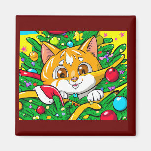 Imã Gato bonito na árvore de Natal
