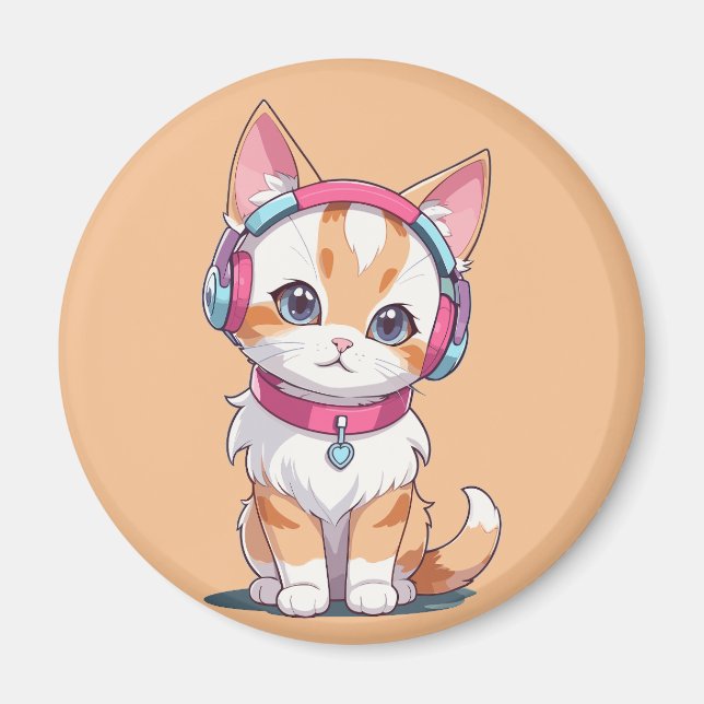 Imã Gato Bonito na Chic do Fone de Ouvido (Frente)