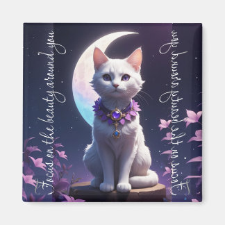 Imã Gato bonito na lua crescente