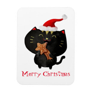 Ímã Gato bonito preto do Natal