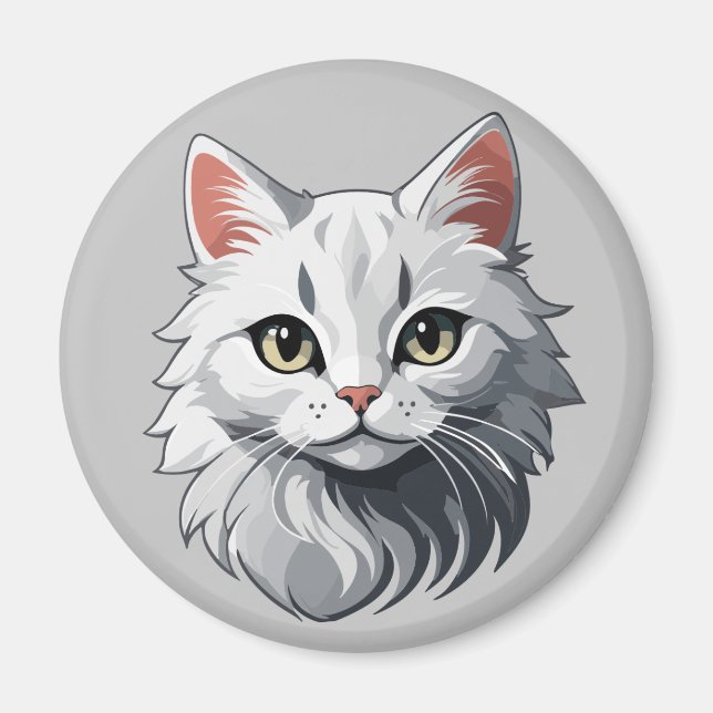 Imã Gato Branco Charmoso (Frente)