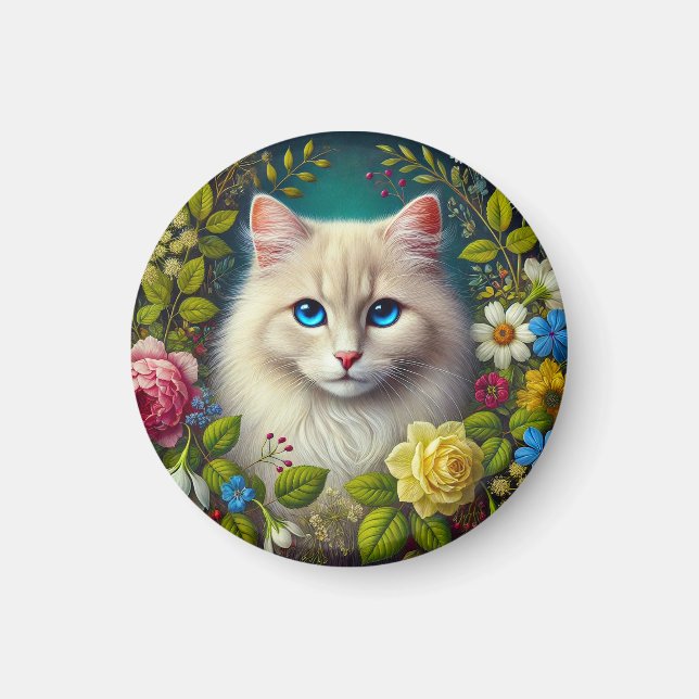 Imã Gato Branco Com Olhos Azuis (Frente)