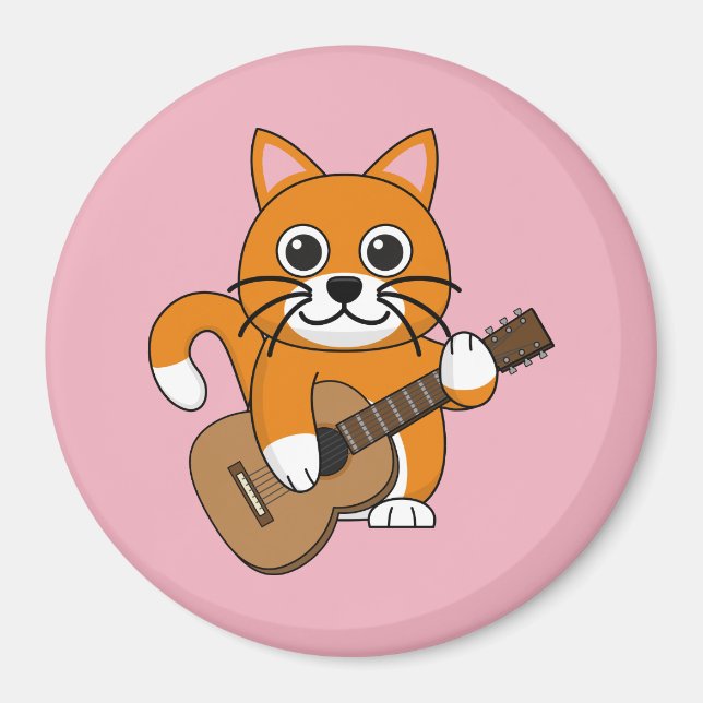 Imã Gato Branco De Cor Laranja Cura A Tocar Cartografi (Frente)