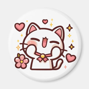 Imã Gato Branco e Bonito Kawaii