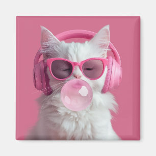 Imã Gato Branco Fofo - Personalizado