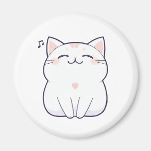 Imã Gato Cantando com Nota Musical Design Kawaii