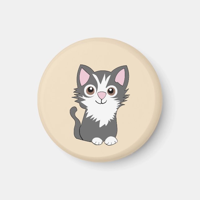 Imã Gato cinza e branco (Frente)
