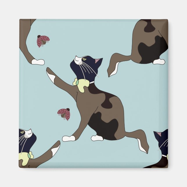 Imã Gato com arco pega uma joaninha. (Frente)