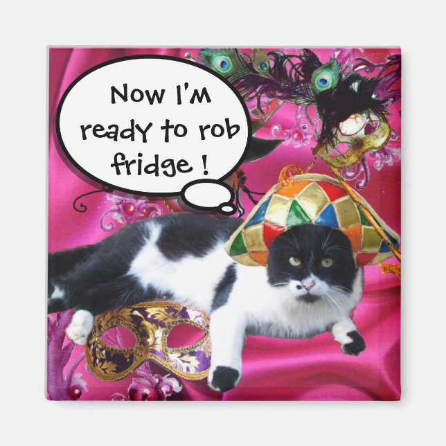 IMÃ GATO COM HARLEQUIN HAT E MÁSCARAS DE MASCARADA (Frente)