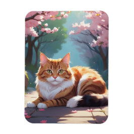Ímã Gato com íman de árvore Sakura