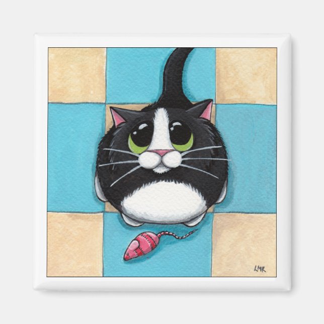 Imã Gato com Magneta de Rato de Brinquedo (Frente)