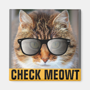 Imã GATO com óculos de sol, VERIFIQUE A MAGNET MEOWT
