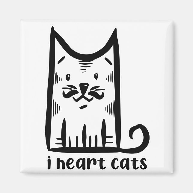 Imã Gato com um Bigode Elegante, eu amo gatos (Frente)