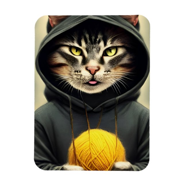 Ímã Gato Com Uma Bola De Fios (Vertical)