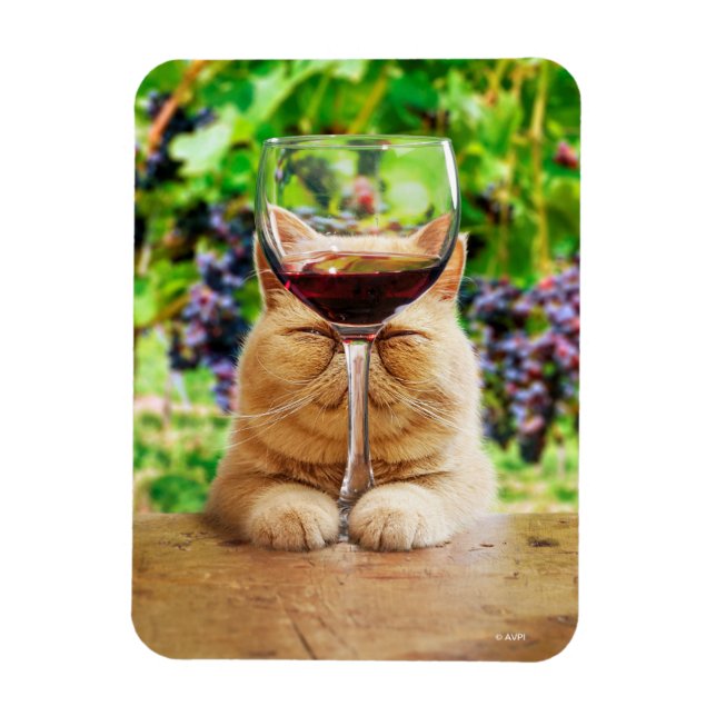 Ímã Gato com Vidro de Vinho (Vertical)