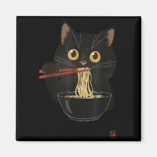 Imã Gato Comendo Ramen Engraçado Japonês Kawaii Gato A