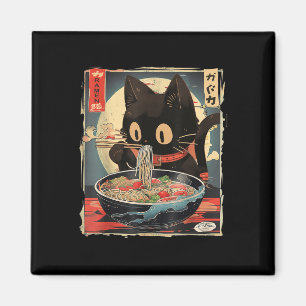 Imã Gato Comendo Ramen Noodle Engraçado Japonês Kawaii