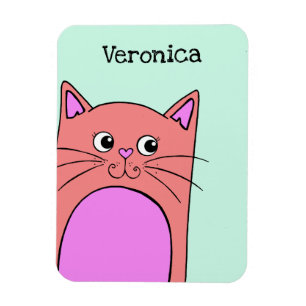 Ímã Gato Cor-de-Rosa Bonito Personalizado