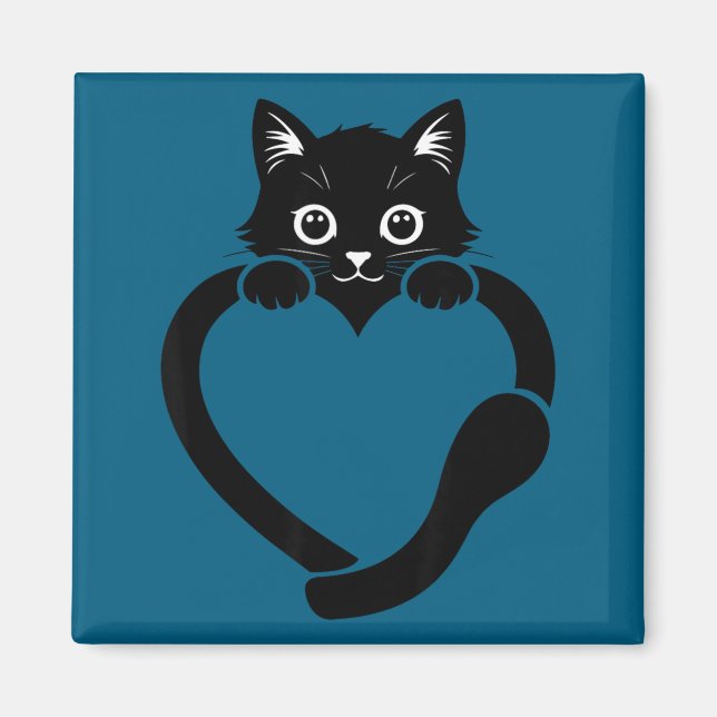 Imã Gato coração gráfico amor gato fofo  (Frente)