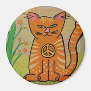 Imã Gato da paz com flores