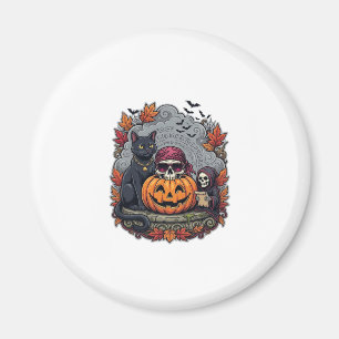 Imã Gato de Abóbora de Halloween Caveira Ceifador Outo