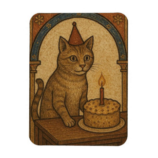 Ímã Gato de Aniversário Medieval