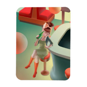 Ímã Gato de Bebendo ao Bar