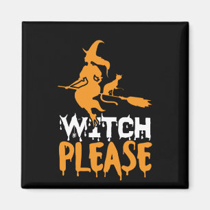 Imã Gato de Bruxas de Halloween Por Favor Aniversário