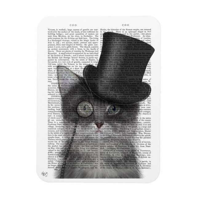 Ímã Gato de cinza com Chapéu Superior (Vertical)