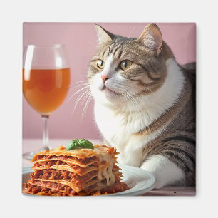 Imã Gato de Cinza cômoda com Lasagna e Vidro