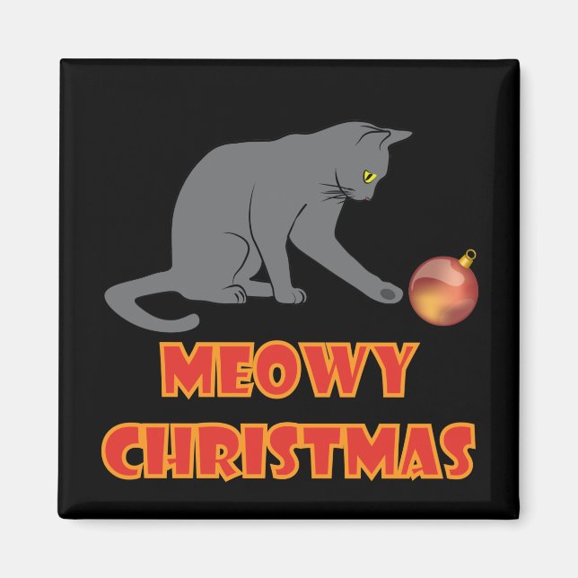 Imã Gato de Cinza Engraçado de Natal (Frente)