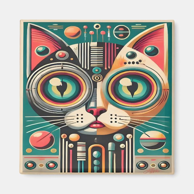 Imã Gato de Circuito Retro Futurista de Meados do Sécu (Frente)