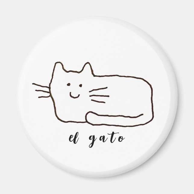 Imã Gato de desenho animado El Gato Doodle Linha  (Frente)