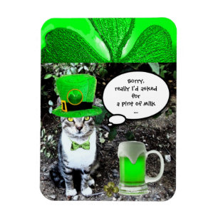 Ímã GATO DE Dia de São Patrício COM CERVEJA VERDE IR