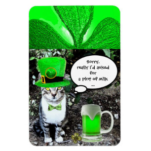 Ímã GATO DE Dia de São Patrício COM CERVEJA VERDE IR