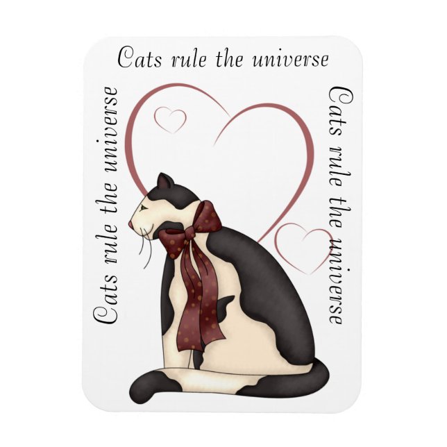Ímã Gato de Gato com Foto de Corações (Vertical)