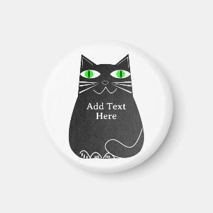 Imã Gato De Gordura Preto Com Texto Personalizado De O