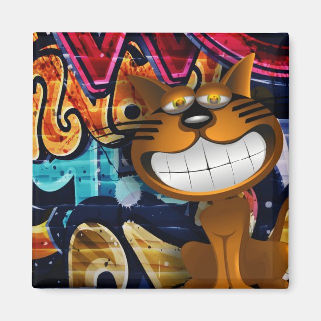 Imã Gato de Grafite de rua (Frente)