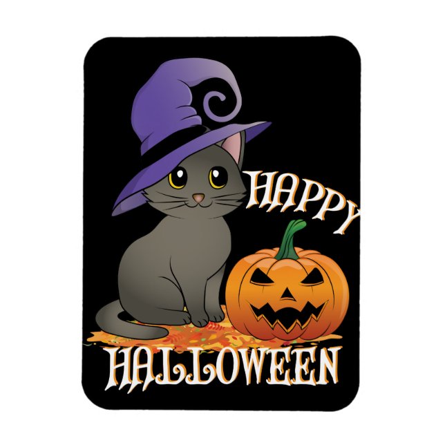 Ímã Gato de Halloween com Pumpkin (Vertical)