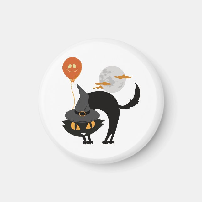 Imã Gato de Halloween Spooky (Frente)