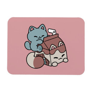 Ímã Gato de Leite de Chocolate Kawaii – Bebida Aconche