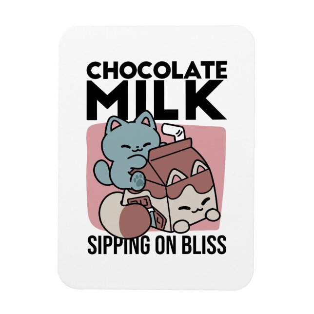 Ímã Gato de Leite de Chocolate Kawaii – Bebida Aconche (Vertical)