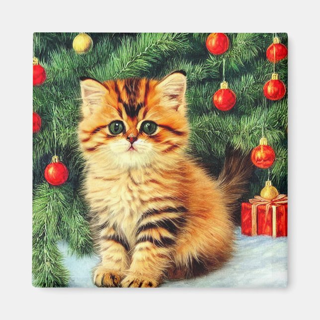 Imã Gato de natais vintages (Frente)
