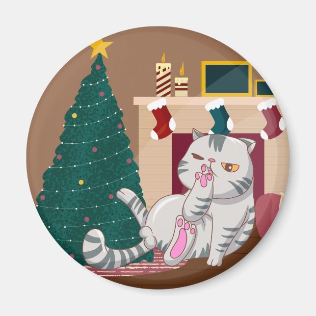 Imã Gato de Natal (Frente)