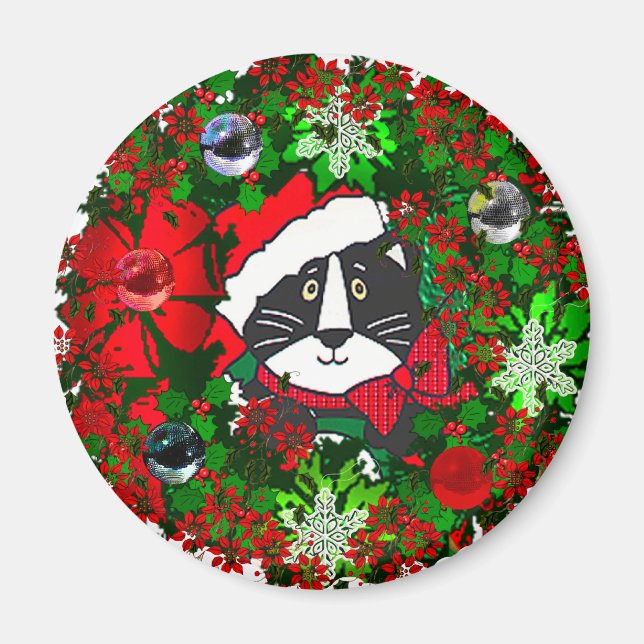 Imã Gato de Natal (Frente)