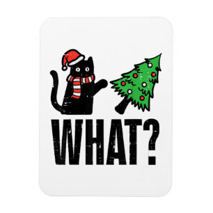 Ímã Gato de Natal Derrubando Árvore de Natal Engraçado