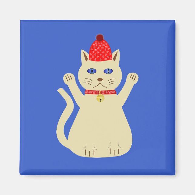 Imã Gato de Natal Fofo (Frente)
