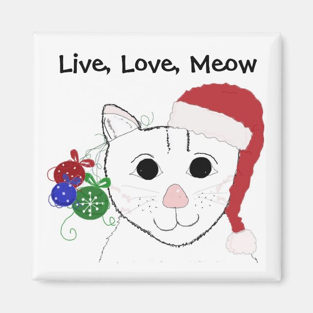 Imã Gato de Natal Fofo com Dito (Frente)